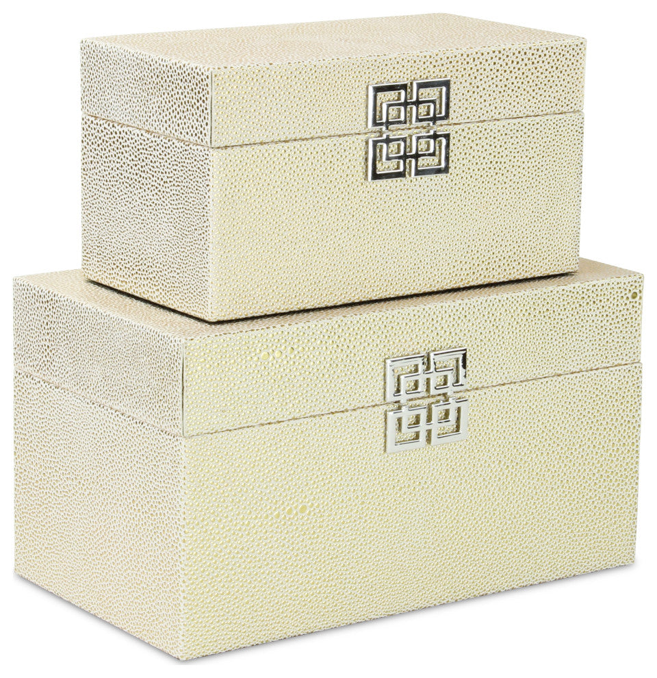 Galena "Double Happiness" Faux Shagreen Box Set, White Gold