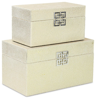 Galena "Double Happiness" Faux Shagreen Box Set, White Gold