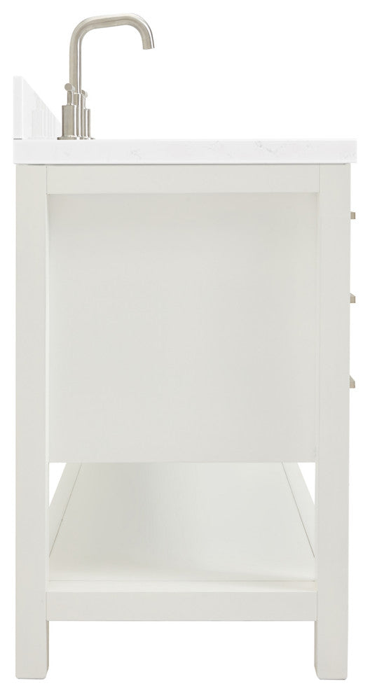 Ariel Magnolia 60" Single Rectangle Sink Vanity, Carrara Quartz