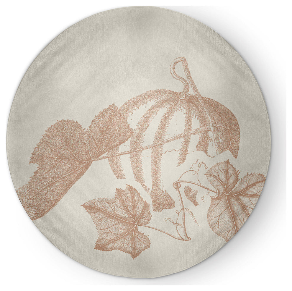 Stagecoach Fall Design Chenille Area Rug, Brown, 5' Round