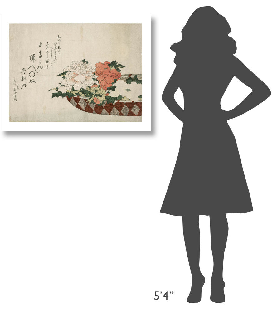 "Basket of Peonies, 1810 or 1814" Print by Katsushika Hokusai, 32"x25"