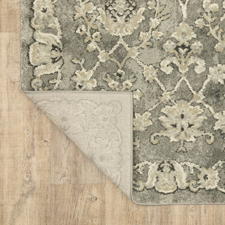 Fleming Distressed Floral Panel Grey and Beige Area Rug, 5'3"x7'6"