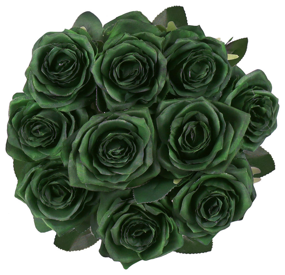 Set of 2 Artificial Queen Rose Flower Stem Bush Bouquet 18"