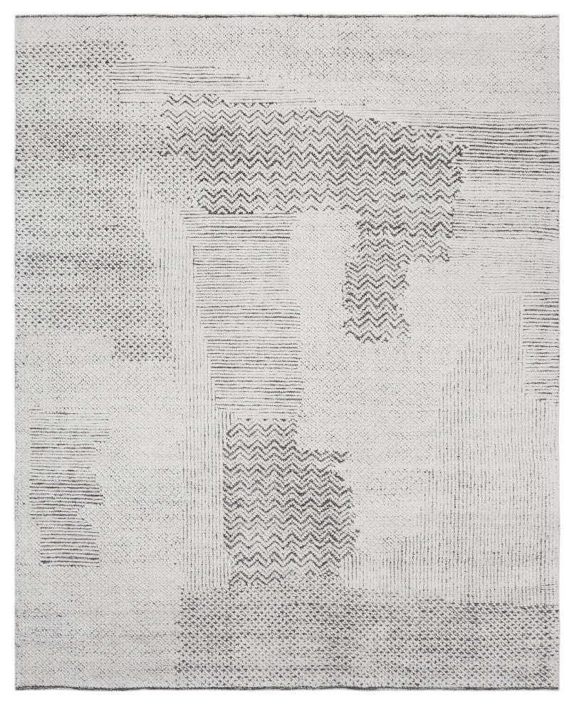 Ivory Contemporary Geometric Modern Winter Area Rug
