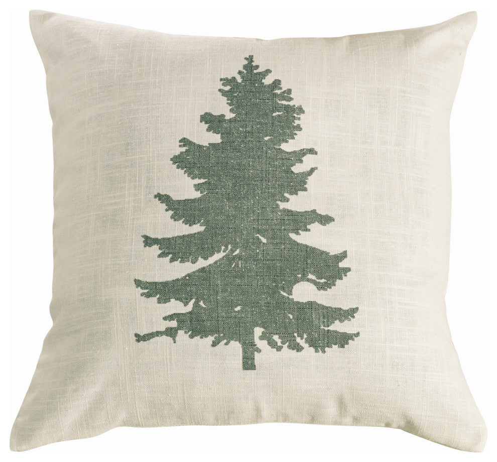 Green Pine Tree on linen, 18x18