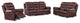 Three Piece Indoor Burgundy Faux Leather Five Person Seating Set
