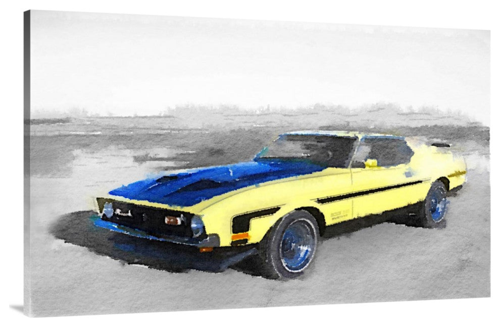 "1971 Ford Mustang Boss Watercolor" Fine Art Print
