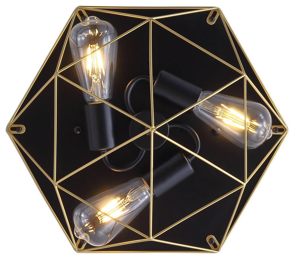 3-Light Geometric Flush Mount Light