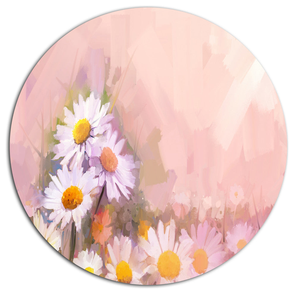Gerbera Flowers On Soft Color Back, Flower Disc Metal Wall Art, 23"