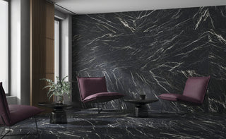 Marquina Black Marble Look Rectified Porcelain Tile Matte, 24"x48"