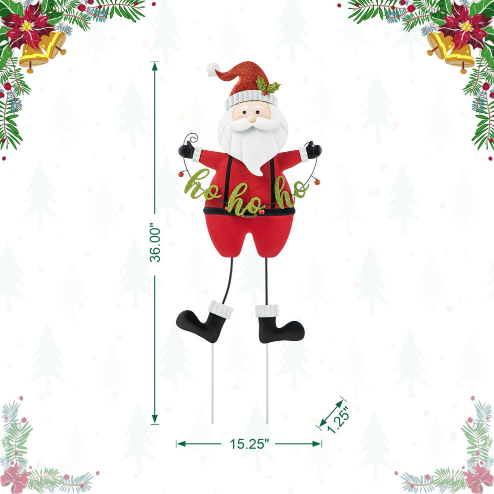 36"H Metal Santa HOHOHO Yard Stake