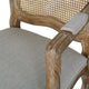 Bonview Fabric Upholstered Wood and Cane Expandable 7-Piece Dining Set, Natural Brown/Light Gray