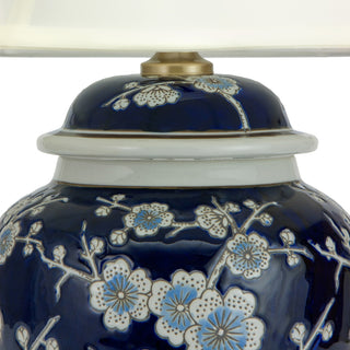 22" Blue Cherry Blossom Lamp