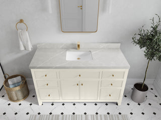 Sonoma 60" Single Sink Bath Vanity in Alabaster, 2" Pearl Gray