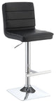 Bianca Upholstered Adjustable Bar Stools Black and Chrome (Set of 2)
