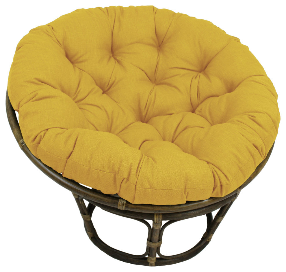 48" Solid Outdoor Spun Polyester Papasan Cushion, Fits 46" Papasan Frame, Lemon