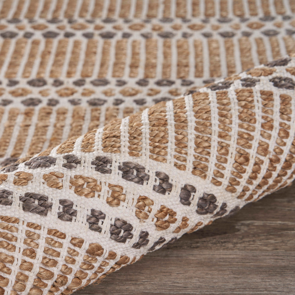 Delightfully Detailed Organic Jute Area Rug, 9' x 12'