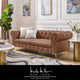 Nicole Miller Geraldine Sofa Button Tufted, 3 Seat, Camel Leather PU