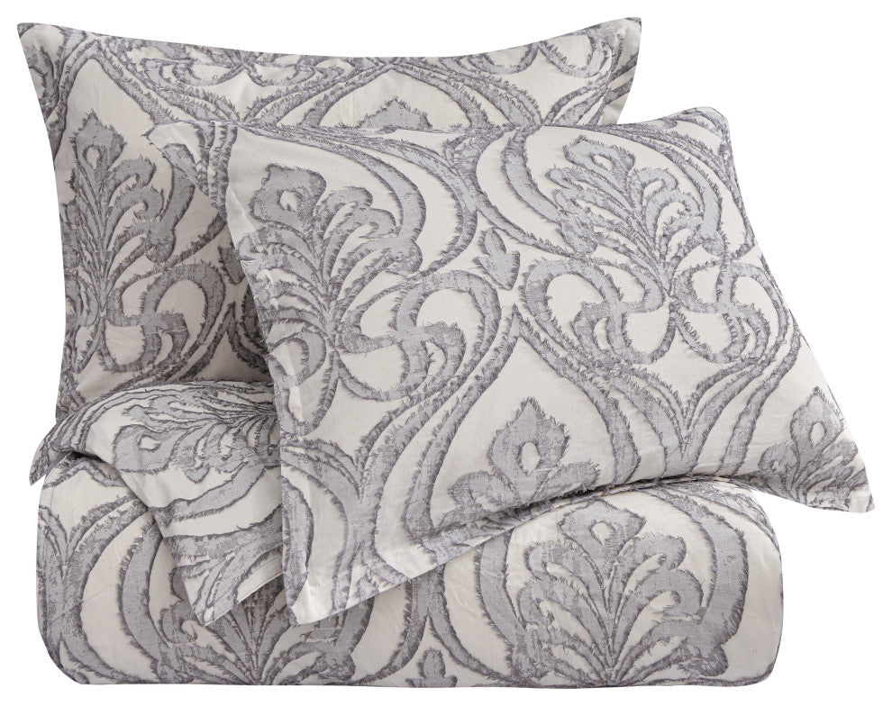 3 Piece Nicole Damask Duvet Set, King