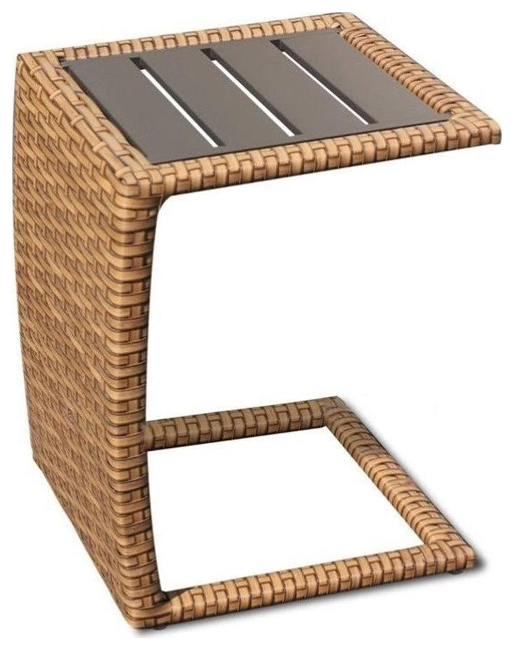 TKC Laguna Outdoor Wicker / Rattan Side Table in Caramel