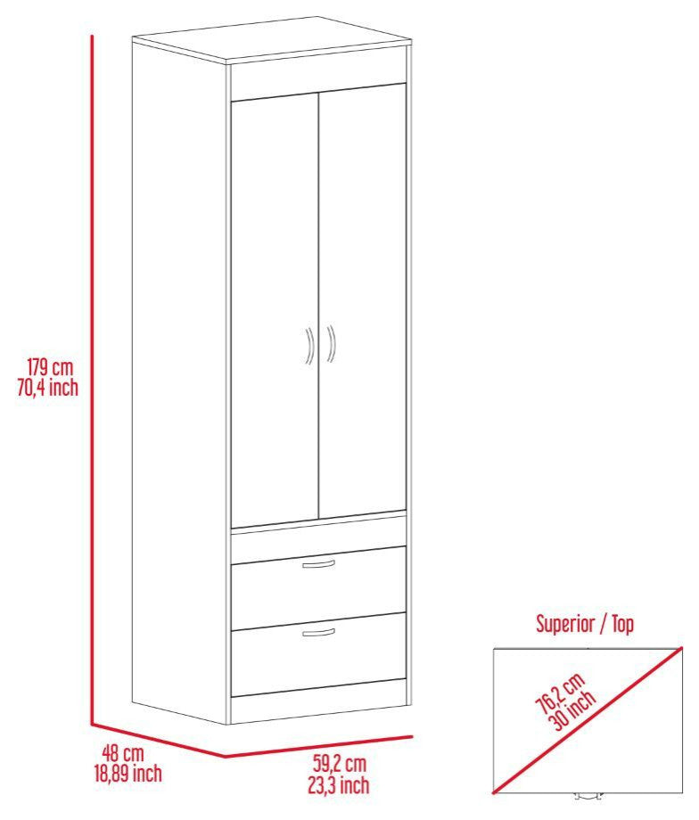 Armoire Tarento, Bedroom, Smoky Oak / White
