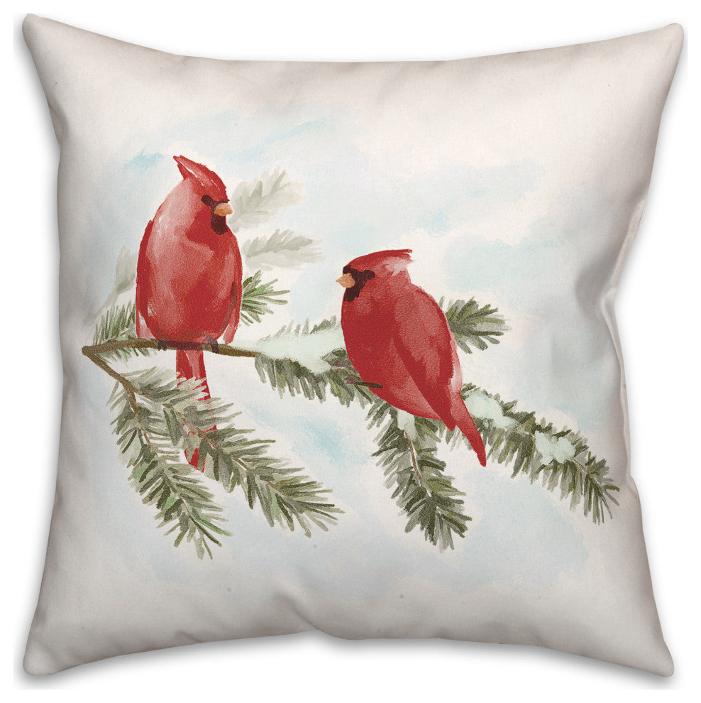 Two Cardinals Branch 2 18x18 Spun Poly Pillow