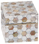 Luxe Mother of Pearl Inlaid Decorative Box  Square 5" Hexagon Honeycomb Shell