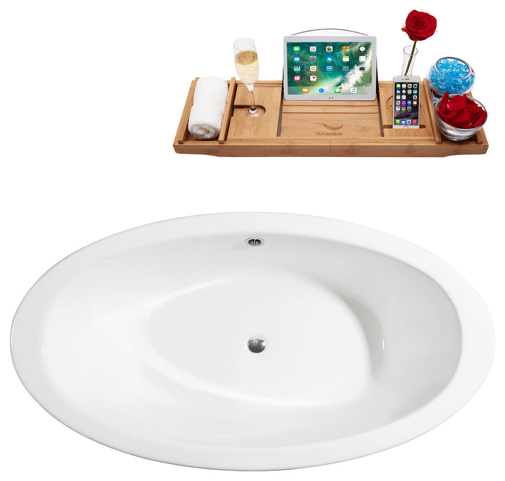 61" Cast Iron R5163GLD-GLD Soaking Clawfoot Tub and Tray With External Drain