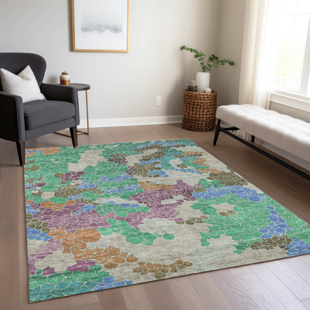 Machine Washable Indoor/Outdoor Chantille ACN1906 Green 10' x 14' Rug