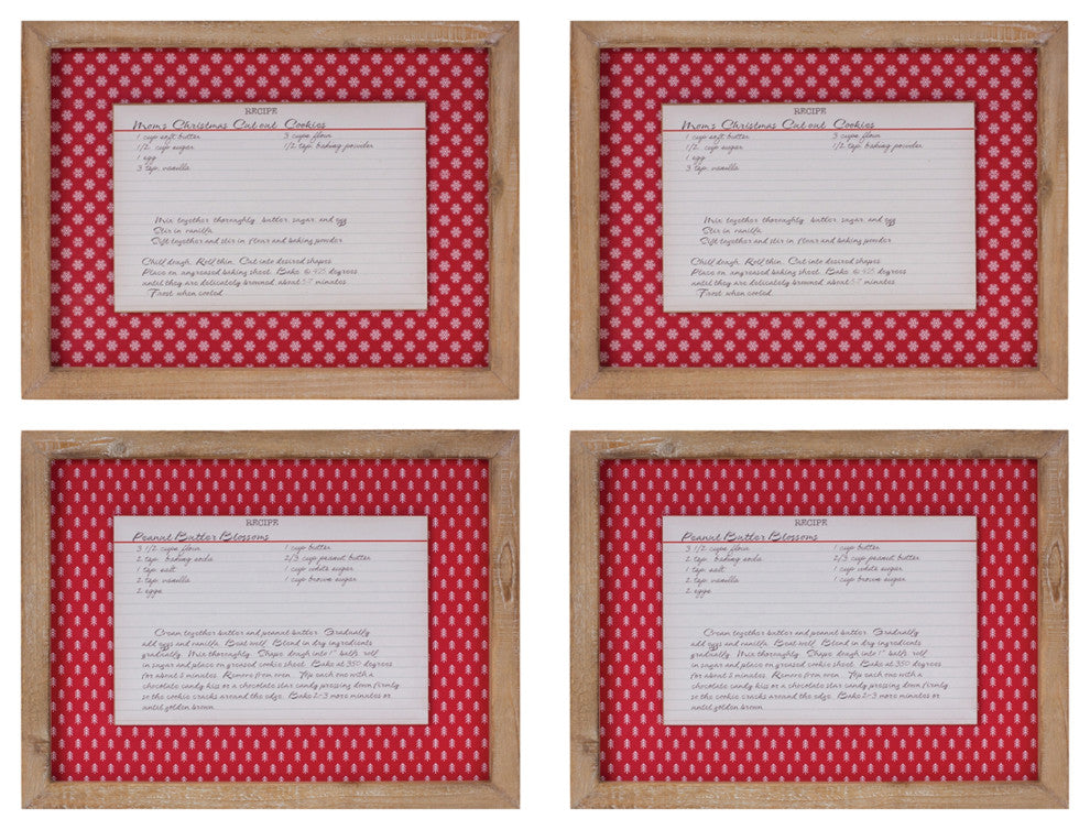 Christmas Cookie Recipe Card Wall Decor, Set of 4