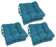 16" Polyester Solid Outdoor Square Tufted Chair Cushions, Set of 6, Sea Blue