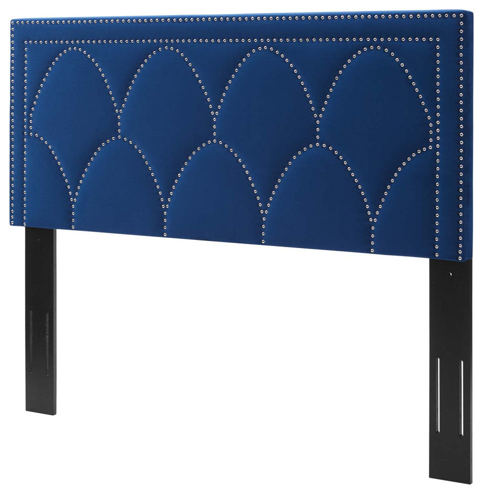 Headboard, Full Queen Size, Velvet, Blue Navy, Modern Contemporary, Bedroom