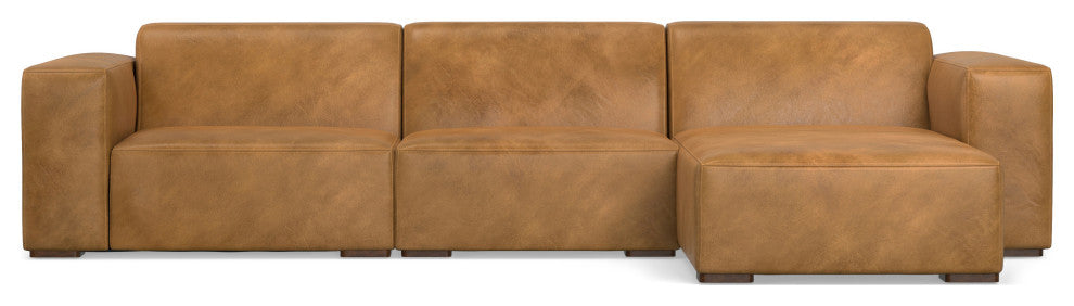Rex Right-Facing Modular Sectional Sofa in Genuine Leather
