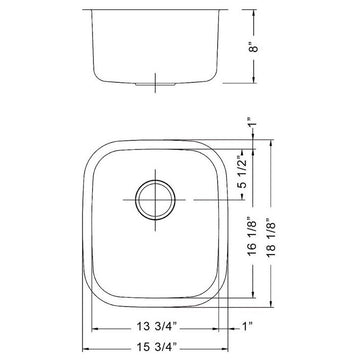Ruvati RVM4110 Undermount Stainlesss Steel 15" Bar Sink Single Bowl
