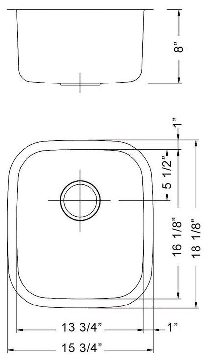 Ruvati RVM4110 Undermount Stainlesss Steel 15" Bar Sink Single Bowl