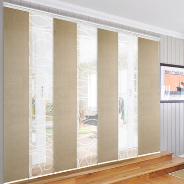 Calisto-Raisa 7-Panel Track Extendable Vertical Blinds 110-153"x94", White Track