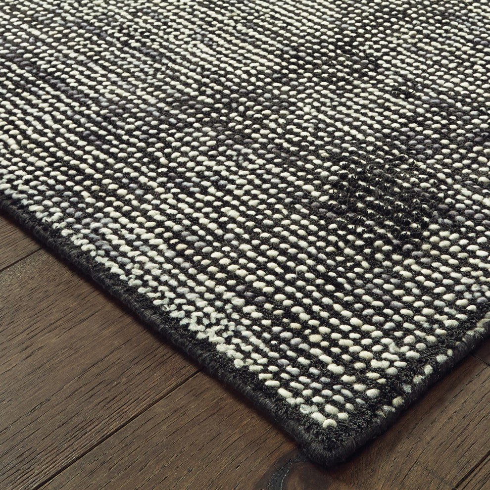 Liana Hand-Tufted Wool and Viscose Shaded Solid Charcoal/Black Rug, 10' x 13'