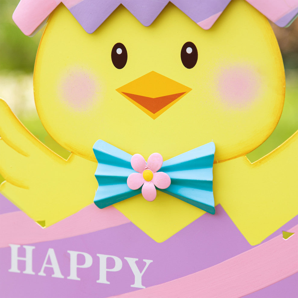 24"H Easter Metal Chick Egg Yard Stake