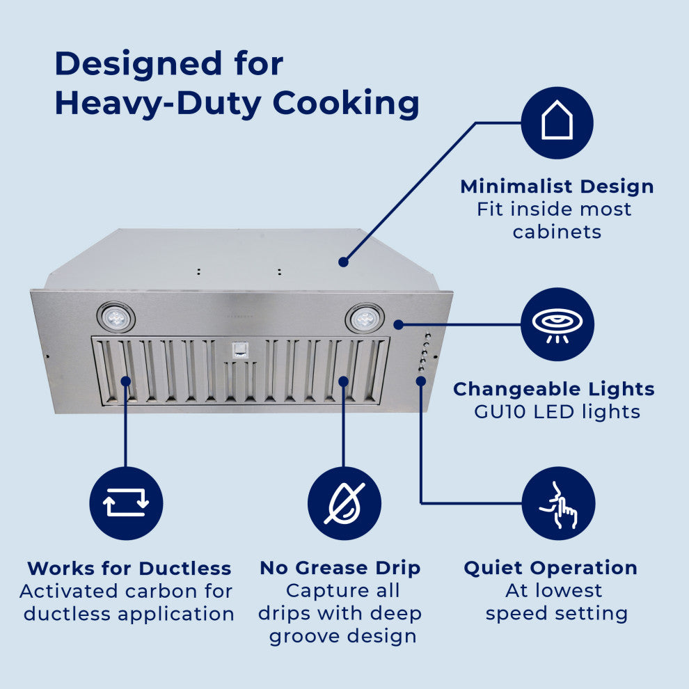 Hauslane | Chef Series Range Hood IN-R100 Recessed Style Kitchen Extractor