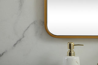 Ellis Soft Corner Metal Square Mirror 30x30 Inch, Brass
