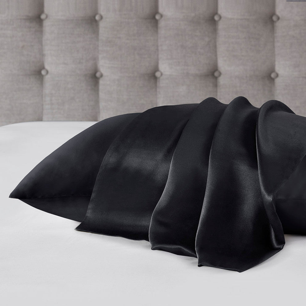 Madison Park Silk 100% Mulberry Silk Pillowcase, Black