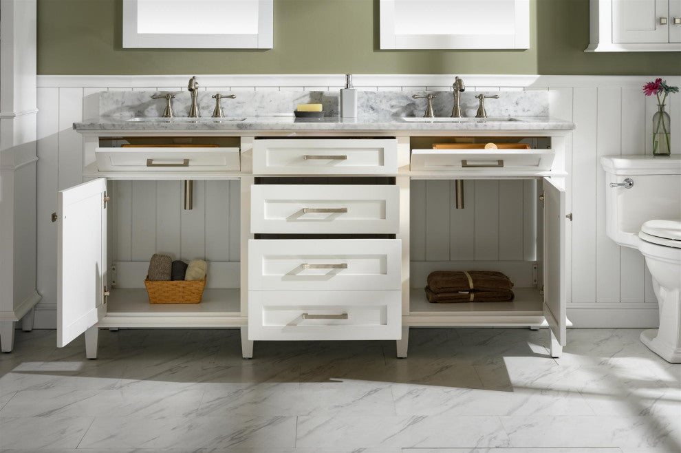 72" Double Single Sink Vanity Cabinet, White