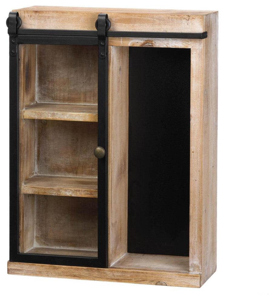Wall Shelf With Glass Barn Door