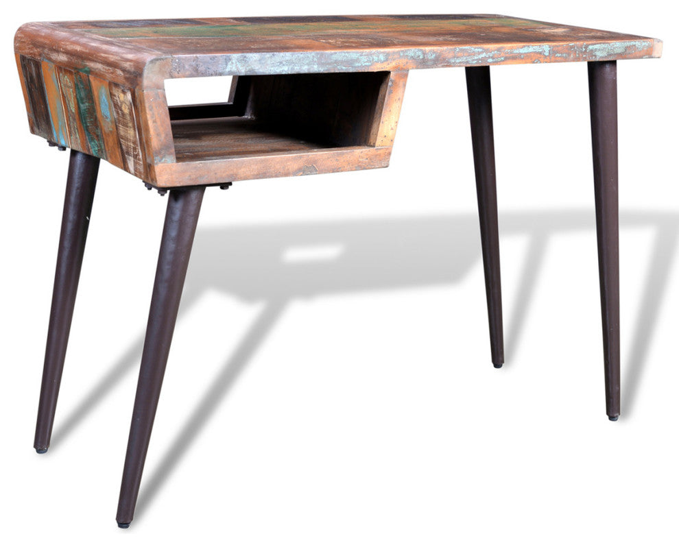 vidaXL Desk Computer Desk Writing Table with Iron Legs Solid Wood Reclaimed