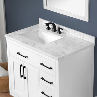 OVE Decors Athea 36" Vanity, Black Hardware, Power Bar, White