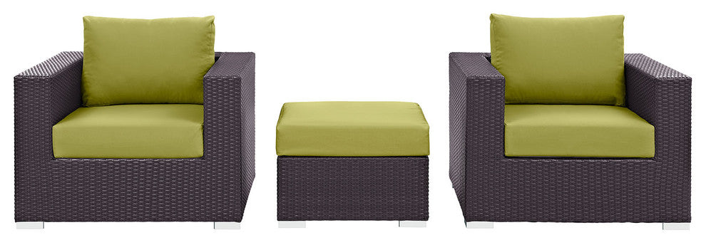 Espresso Peridot Convene 3-Piece Outdoor Patio Sofa Set