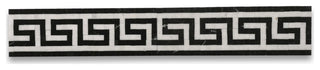 Greek Key Thassos White Nero Marquina Black Marble Mosaic Border Tile, 1 piece