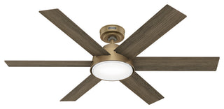 52" Donatella Burnished Brass Ceiling Fan, LED Light Kit and Handheld Remote