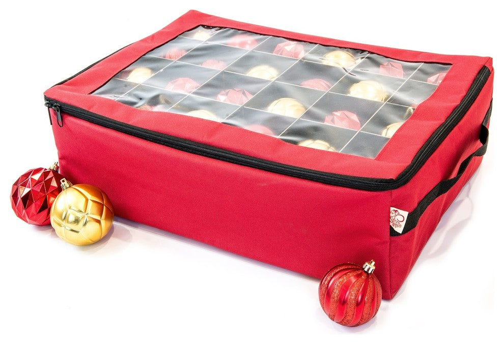 48" 3" Christmas Ornament Storage Box With Clear Lid
