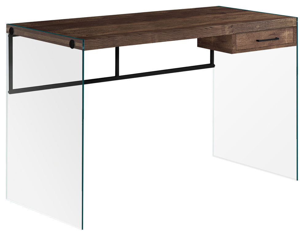 Computer Desk, Laptop, Storage Drawers, 48"L, Work, Laminate, Brown, Clear